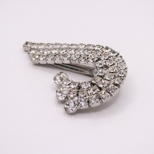 Vintage Art Deco Style Clear Rhinestone Large 2.3" Silver Womens Hair Barrette
