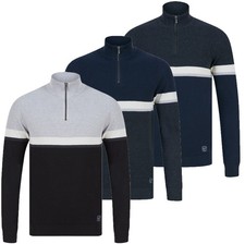 Mens Cotton Rich 1/4 Zip Up Warm Funnel Neck Jumper Top  M-2XL