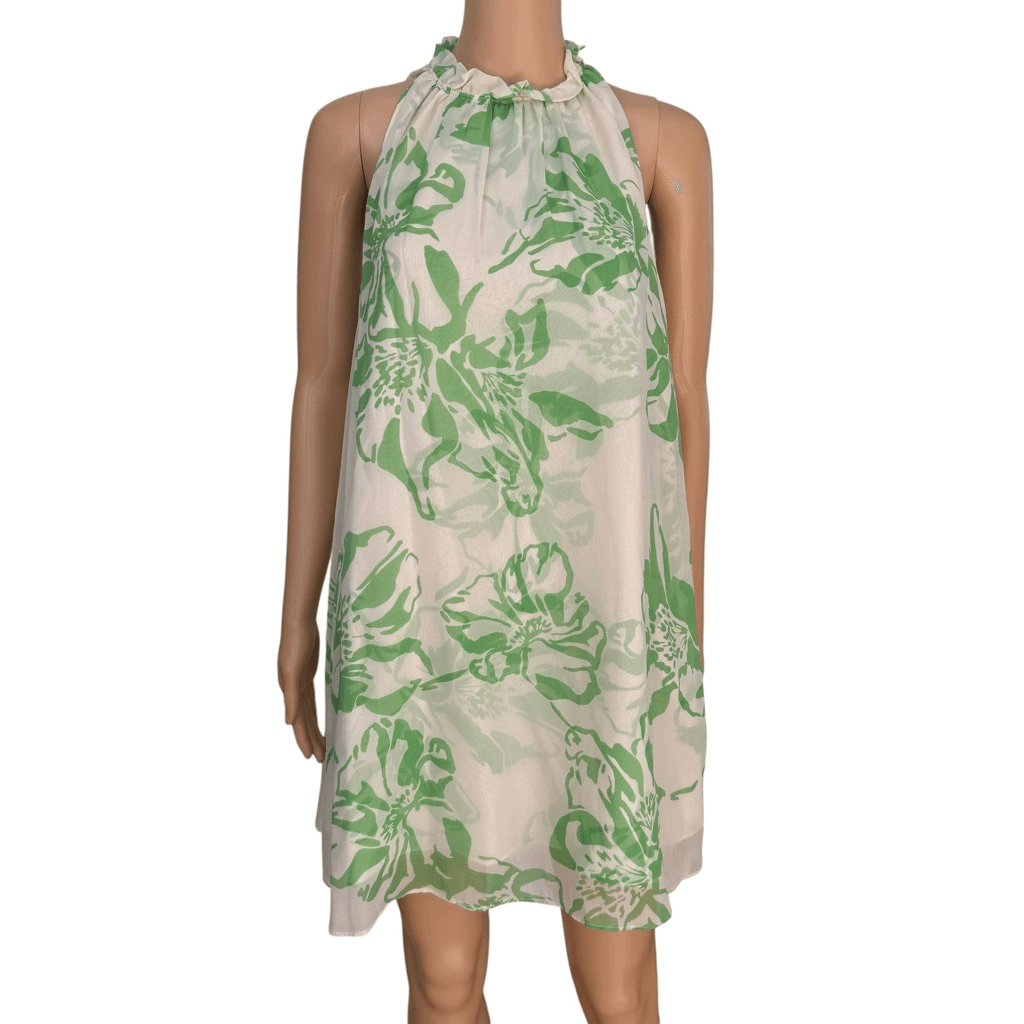 Banana Republic Green Floral 100% Silk Mini a-line Dress silk lining size  XSP | eBay