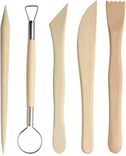5 Strumenti per Modellare Argilla Professionali in Legno Di Faggio, Sculpture To