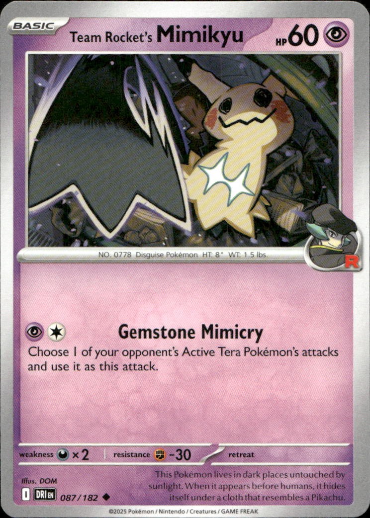 Team Rocket's Mimikyu 087/182 SV10 Destined Rivals U NM English Pokémon
