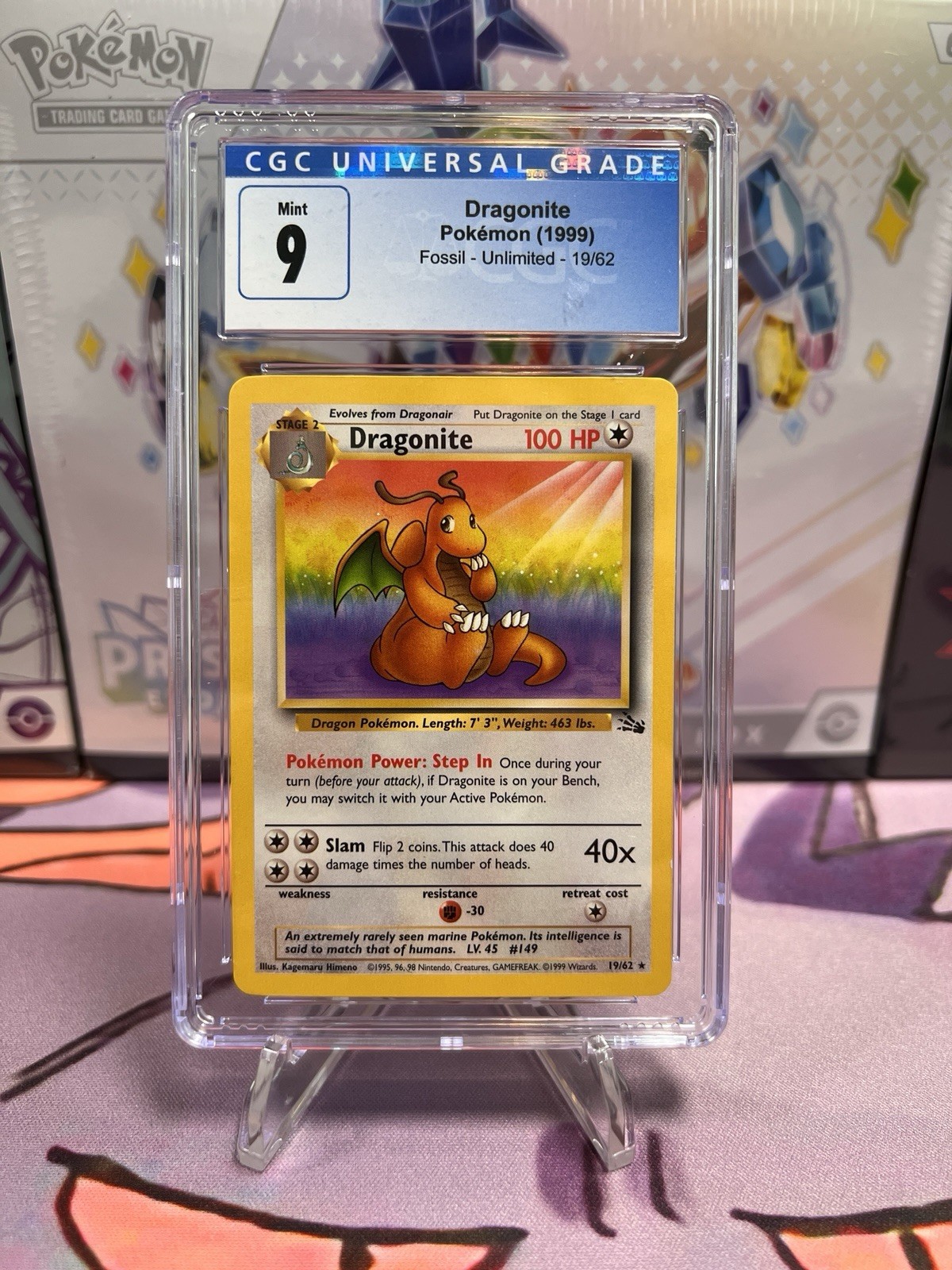 CGC 9 MINT Dragonite 19/62 Chumlee Collection Rare - Pokemon Fossil Vintage