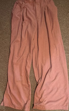 Women  s Pink Solid Wide-Leg Pull-On Pants, Regular Fit, Elastic Waist