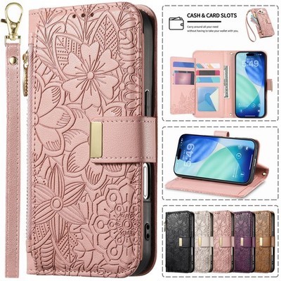 PU Leather Flip Case for iPhone 17 Pro Max 16 15 14 Wallet Cover Multi Card Slot