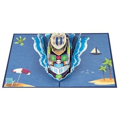 3D PopUp Card Deep Sea Cruise Ship Theme Handmade Popup Greeting Cards for Birth