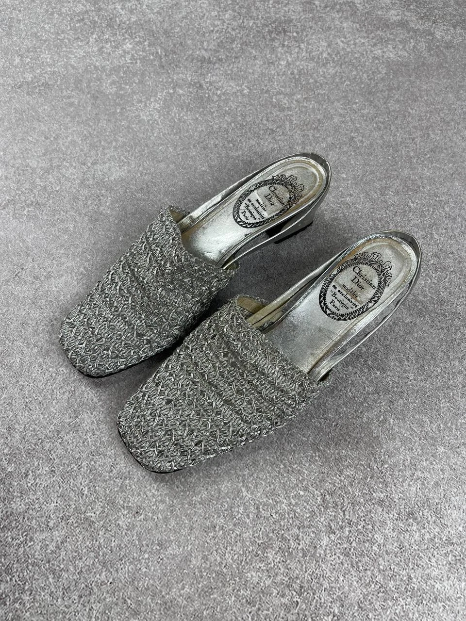 Sandales mules vintage Christian Dior argentées taille 39