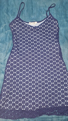 MISS SELFRIDGE BodyCon Crochet Layered NAVY/BABY BLUE Strappy