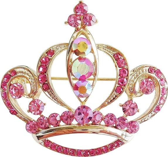 Navachi 18k Gold Plated Crystal Crown Brooch - Sparkly Royal Jewelry Pin For Jackets & Gifts - View #5