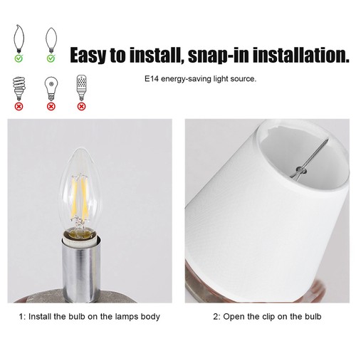 (PT06 Beige)2PCS Fabric Lampshade European Style Clip On Lamp Shade For E14 US - Picture 21 of 24