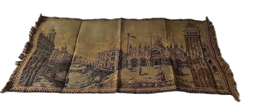 VTG Early Venezia Italian Wall Tapestry Art Small 37" X 19" Venice Collectible - Picture 2 of 24