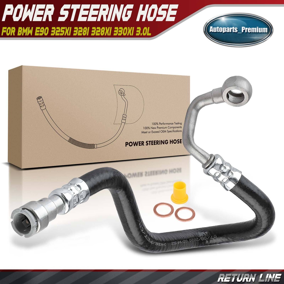 Power Steering Return Line Hose Assembly for BMW E90 325xi 328i