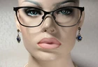 Rhinestone Decorated PILGRIM 6802 Women's Black Titanium Glasses Optical Frames