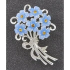 Silver Plated Hand Painted Forget Me Not Brooch Remember Loved Gift Present