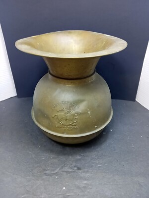 pony express chewing tobacco cut plug spittoon ❤️ Brass Pony Express Chewing Tobacco Cut Plug Spittoon Weighted Base  Patina 10”