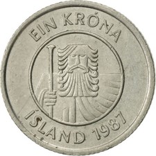 #469537 M&uuml;nze, Iceland, Krona, 1987, VZ, Copper-nickel, KM:27