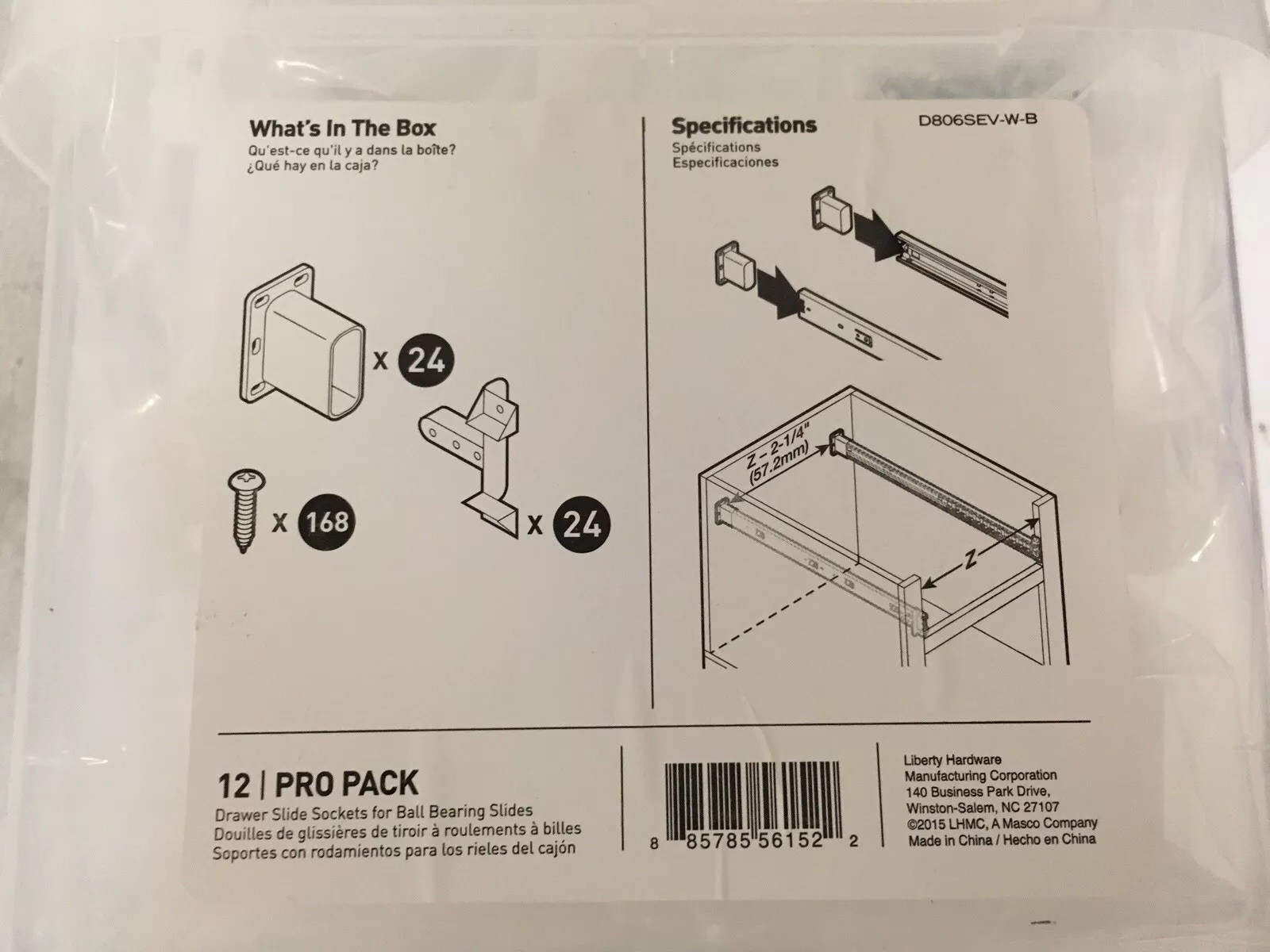 Brainerd D806SEVWB Drawer Slide Sockets for Ball Bearing Slides, Free