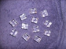 12 PC CRYSTAL GLASS ICE CUBES LARGE NEW 1" RARE HARD TO FIND NEAT ON LIGHT BASE