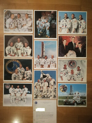 Apollo 7 - Apollo 17, all manned Space Missions, autographed, 20,8x25,5cm