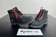 Timberland Boots 6 inch Black Gold Nubuck Suede Premium Kids Youth Junior Tb0a