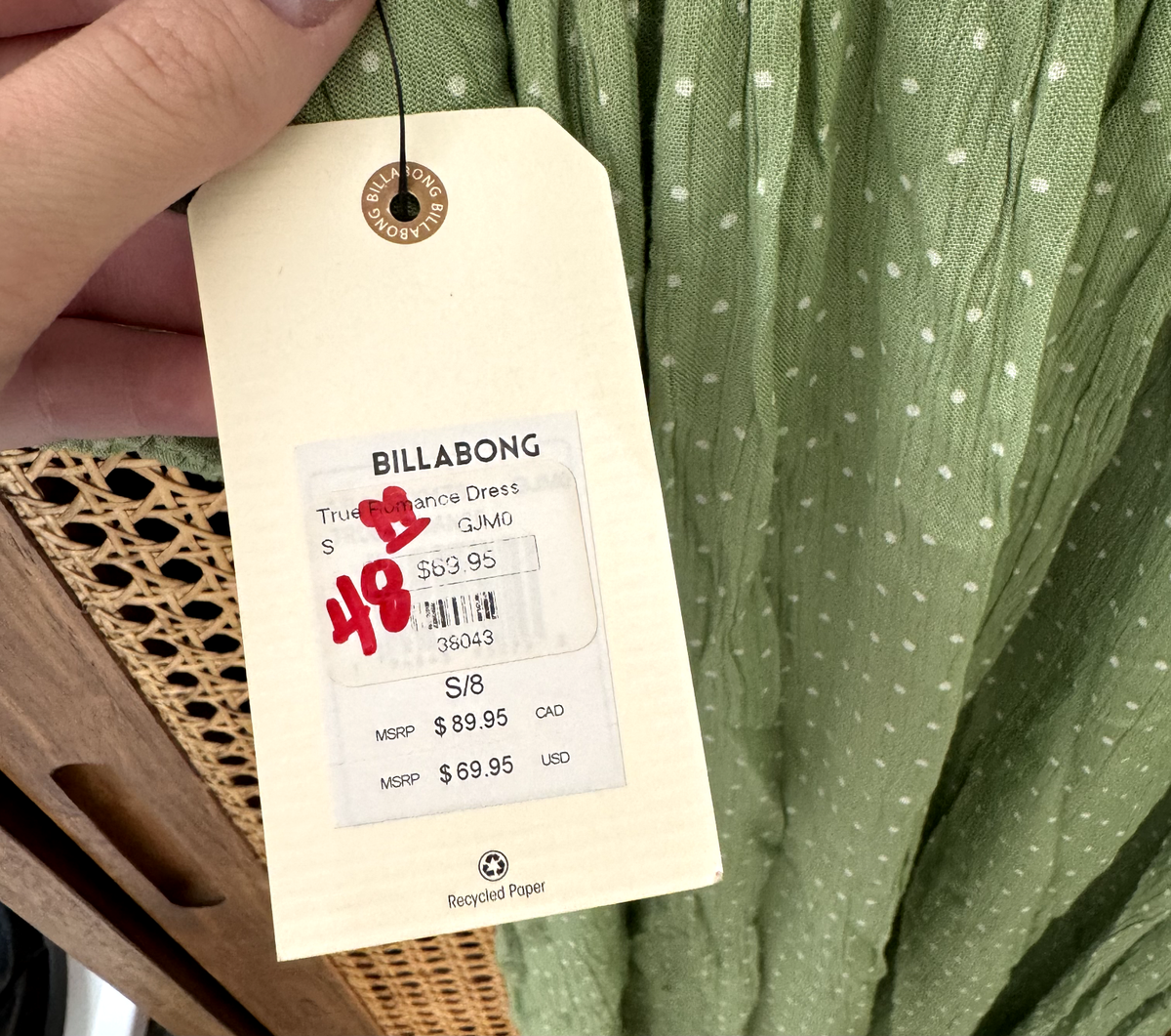 Billabong Green Midi Dress Size S True Romance Sundress Spring