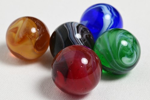 5 Akro Agate Slag Marbles Vintage American Machine Made 1920s - 1950s 5/8'' 16mm - Picture 6 of 12