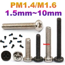 PM1.4/1.6*1.5~10mm Phillips Pan Machine Screw Carbon Steel Cross Round Head Bolt