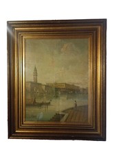 Quadro olio su tela, firmato Tierno con cornice, Venezia,  Inizio 900