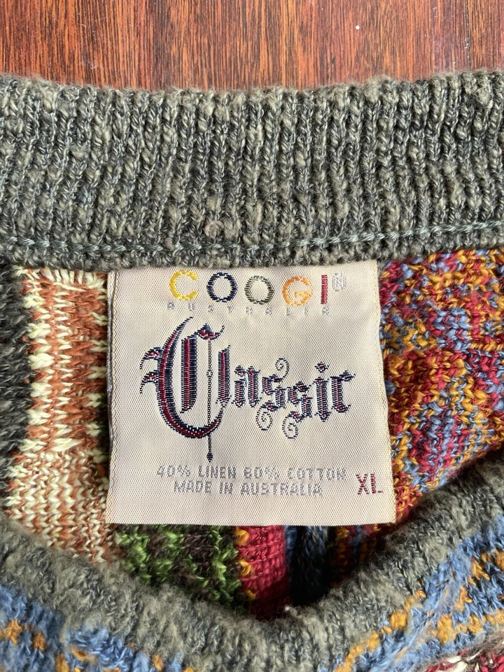 Vintage 90s COOGI Classic Sweater Sz XL Knit Color Block Biggie Cosby 3D Texture - Image 2 of 3
