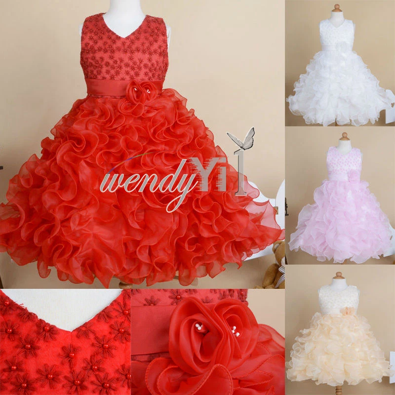 Flower Girl Princess Wedding Party Formal Ruffle Birthday Pageant