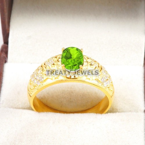 Oval-Cut Peridot Stone Custom Men's Pinky Ring In Sterling Silver P 15793 - Foto 6