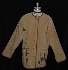 BROWN LEATHER Austria Women Winter LEDERHOSEN POCKETS Coat JACKET/Eu 42/20 2XL