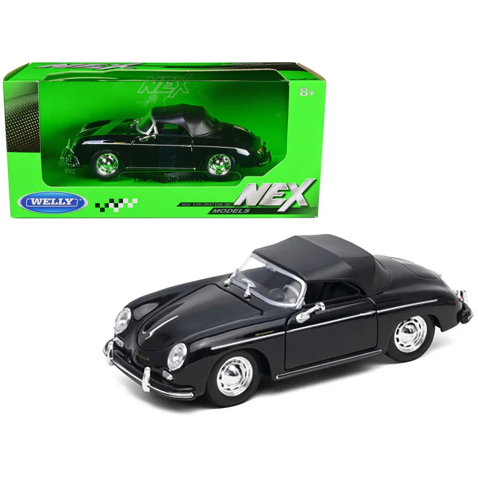 Porsche 356 356A Convertible - Box - 1/24 Scale Diecast Model by Welly - BLACK