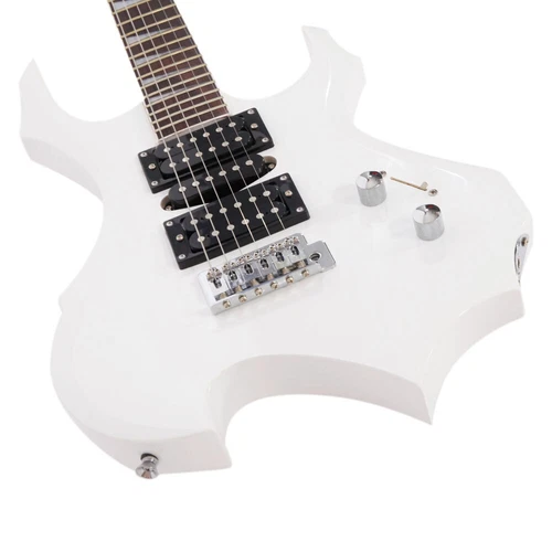 Glarry Flame Electric Guitar HSH Pickup Pack Strap Pick Cable Wrench Tool White - Picture 10 of 11