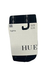 New HUE Tights S/M Lacy Rib Tights With Control Top Black 12403 Made In USA