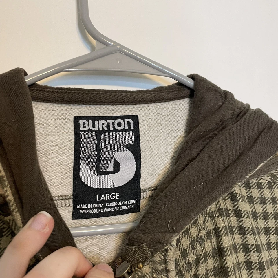Sudadera con capucha Burton Houndstooth cremallera completa para hombre talla grande Foto 4 de 4