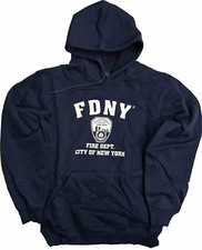 Navy Blue FDNY Mens Hoodie Sweatshirt Fire Dept Fireman Gift