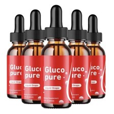  5 Pack Gluco Pure Liquid Drops, GlucoPure Blood Sugar  Pressure Support