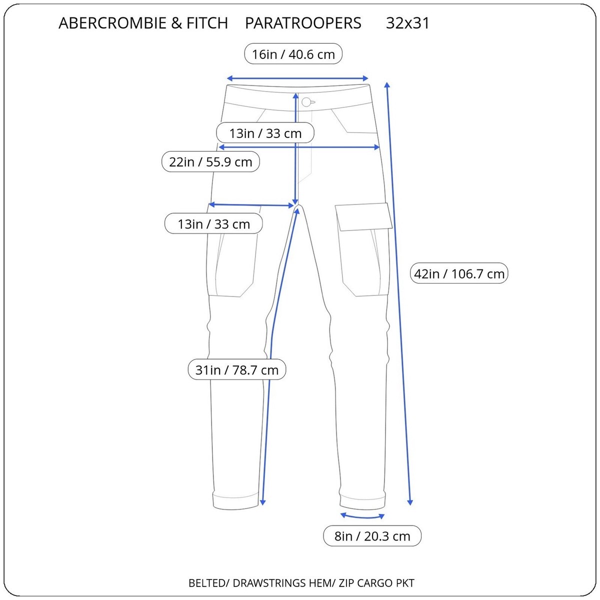 Vintage Abercrombie Fitch Baggy Cargo Pants Men Medium T