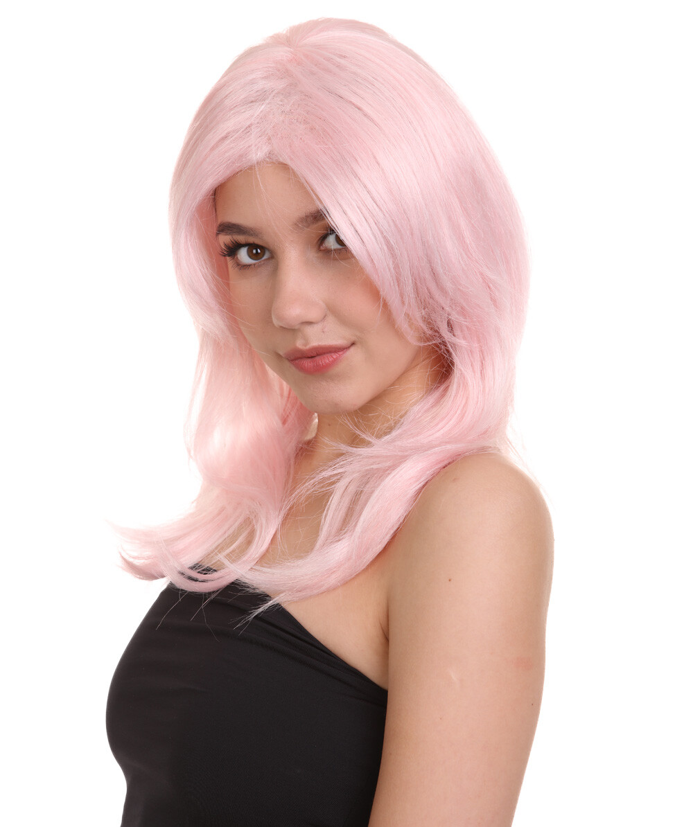 Adult Women Pink Straight Wig Cosplay Pastel Jem Halloween Party