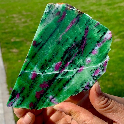 205g Natural green Ruby zoisite (anylite) slice crystal slab sample Healing - Picture 9 of 24