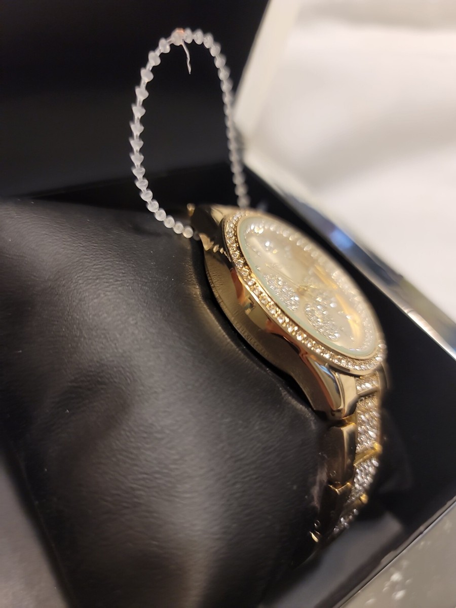 ?Clearance? New BEBE NWOT BLING ICED GOLD ⌚ GORGEOUS 8\