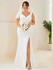 💯BEAUTIFUL💯 PLUS SIZE WEDDING ( 14 ) Plus Size Deep V-Neck Sleeveles Dress