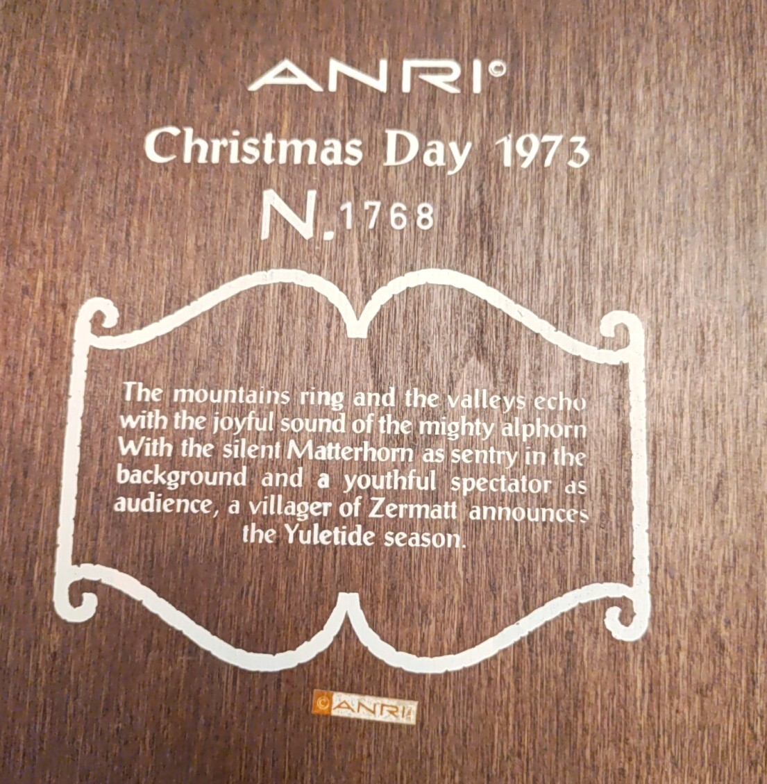 アンリ　壁掛けプレート〔父の日〕1973 Anri 