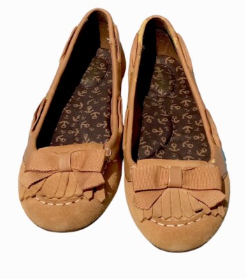 Sperry Top Sider Women s Brynn Suede Leather Ballet Flat Size 9.5M Carmel Brown