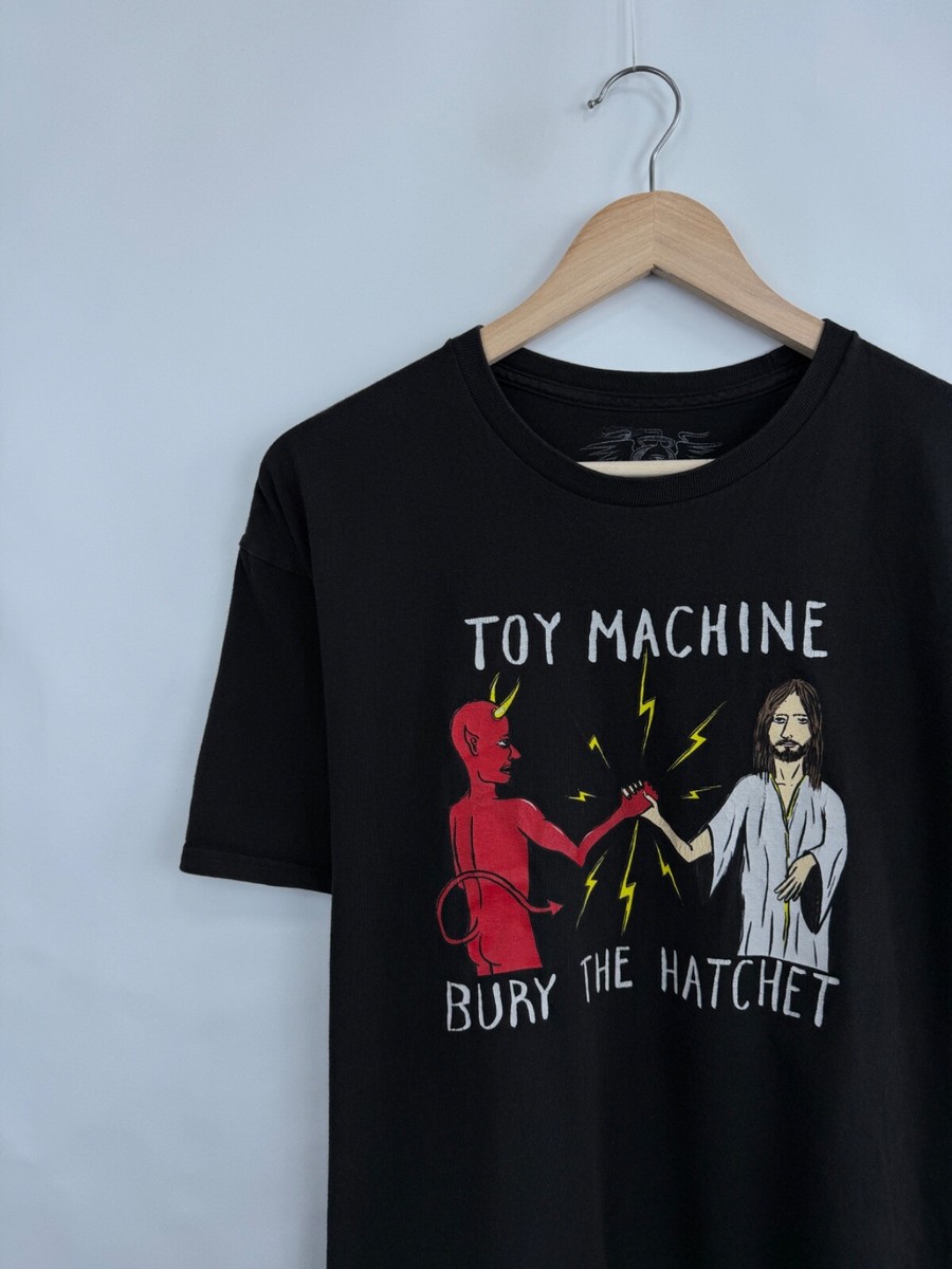 🇺🇸 Vtg Y2K Toy Machine Bury The Hatchet Skateboard T-Shirt size