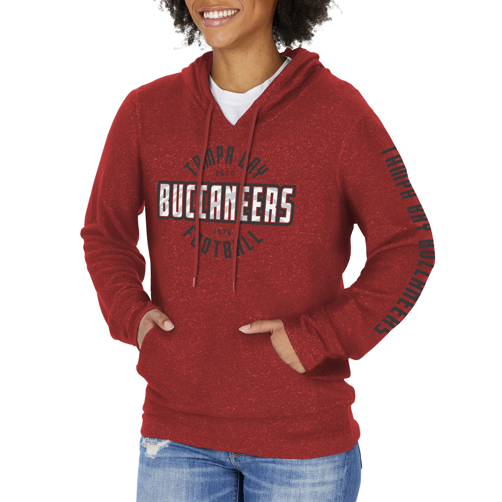 Мягкий пуловер с капюшоном из мрамора от Zubaz NFL Womens Tampa Bay Buccaneers