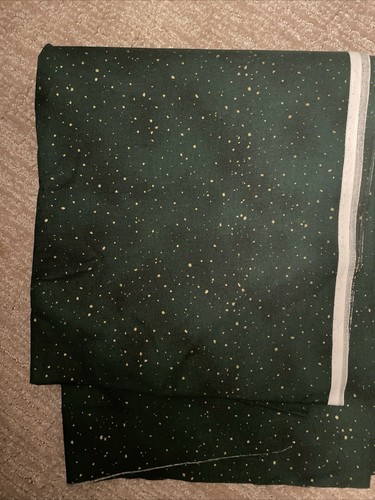 Benartex Mottled Dark Green With Glittery Gold Splatter Dots Fabric 3 Yards 4” - Picture 2 of 5