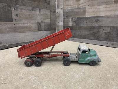 2pc Vintage Hubley Kiddie Toy 500 Series, Metal Truck with Dump Bed, Mid Century