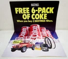 VTG 1988 FREE 6-PACK OF COKE BUY 2 HASTINGS FILTERS WIN A JEEP WRANGLER POSTER