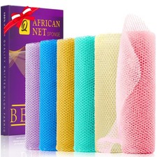 6 Pieces African Net Sponge Long Bath Sponge Exfoliating Shower Body Scrubber...